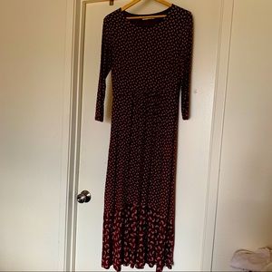 Maroon/purple Boden jersey rainbow/crescent dress